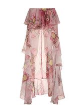 Floral Printed Ruffled Irregular Long Skirt