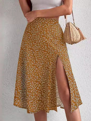 Flower Print Split-side A-line Loose Skirts Bottoms