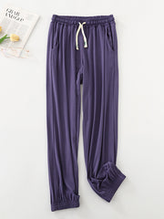 Anti-Mosquito Drawstring Elasticity Pleated High Waisted Loose Yoga Bottoms Pants