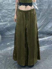 Lace Patchwork Skirt In Army Green