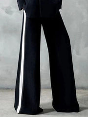 Contrast Color Pockets Loose Wide Leg Suit Pants Pants