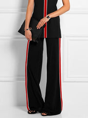 High Waisted Loose Contrast Color Printed Pants Trousers