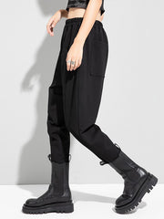 Casual High Waist Solid Color Fleece Harem Pants