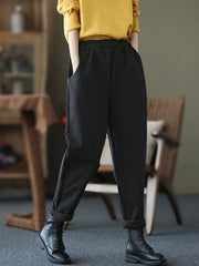 Thicken Velvet Elasticity Solid Color Casual Pants