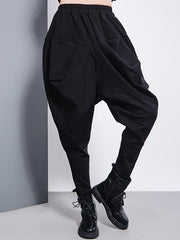 Casual Loose Split-Joint Solid Color High-Waisted Harem Pants