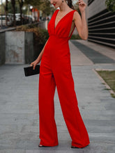 Backless Plunging Sleeveless Jumpsuits