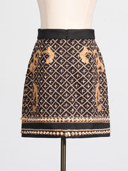 Beaded Zipper A-Line High Waisted Skirts Bottoms
