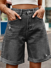 Buttoned Pockets High Waisted Loose Shorts Bottoms Jean Pants Bottoms