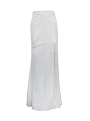 Solid Color Split-Joint Split-side Zipper High Waisted Loose Skirts Bottoms