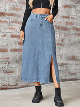 Elasticity Pockets Split-Side A-Line High Waisted Skirts Bottoms