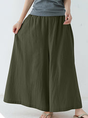 Casual 11 Colors Solid Column Wide Leg Capri-Pants