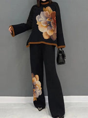 High Waisted Loose Flower Print Pants Trousers