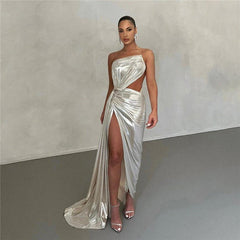 Lucia Shimmering Asymmetric Midi Dress
