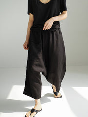 Elasticity Solid Color Loose Ninth Pants Casual Pants Bottoms