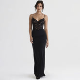 SOPHIA - LACE PANELED V-NECK CAMI MERMAID MAXI DRESS