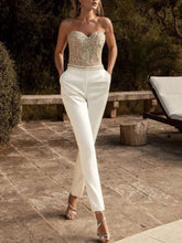 Strapless Off-The-Shoulder Straight Leg Jumpsuit