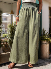 Elasticity Polka-Dot Split-Joint High Waisted Loose Trousers Pants