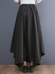 Cropped A-Line Drawstring Solid Color Pants Culotte