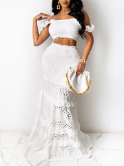 White Color Vest Tops Skirt Suits