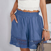 Women's Lace Spliced Wide Leg Pants