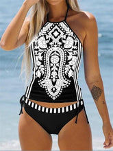 Ladies Baroque Print Drawstring Swimsuit Set