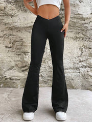 Solid Color High Waisted Wide Leg Trousers Pants