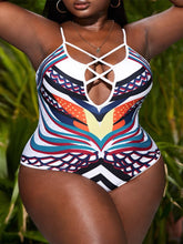 Hollow Out Printed Sexy Oversized One Piece Swimsuit