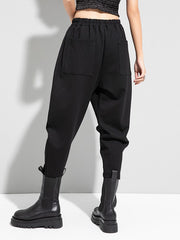 Casual High Waist Solid Color Fleece Harem Pants