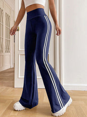 Split-Joint Striped High Waisted Wide Leg Trousers Pants