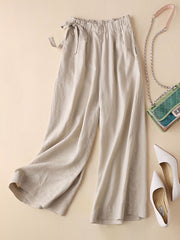 Original Creation Loose Wide Leg Tie-Dyed Solid Color Capri-Pants