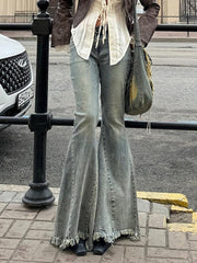 Vintage Raw Edge Denim Flared Pants