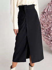 Solid Color Split-Joint Split-Side A-Line High Waisted Skirts Bottoms