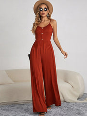 Vacation Sleeveless Solid Color Jumpsuit