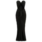 Wrapped Chest Exposed Navel Hem Irregular Party Dress Dress