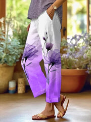 Women's Alzheimer's Purple Floral Casual Pants