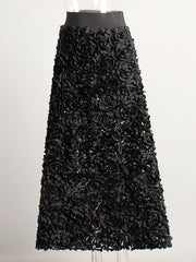 Solid Color Three-Dimensional Flower A-Line High Waisted Skirts Bottoms