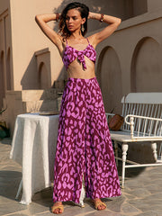 Vacation Loose Floral Printed Vest&Pants Two Pieces Set