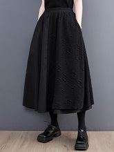 Jacquard Solid Color Split-Joint A-Line Loose Skirts Bottoms