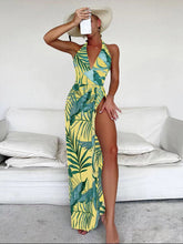 Temperament two-piece tropical print one-piece beach towel swimsuit