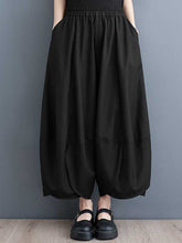 Elasticity Solid Color Split-Joint Bloomers Loose Trousers Wide Leg Pants
