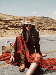 Vacation Irregularity Loose Solid Color Skirt