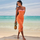 Málaga Flame Mesh Maxi Dress
