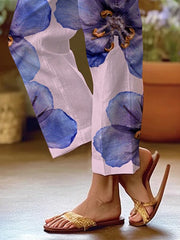 Women's Art Floral Loose Casual Pants (With Pockets)