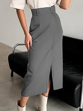 Solid Color Split-Joint Split-Side A-Line High Waisted Skirts Bottoms