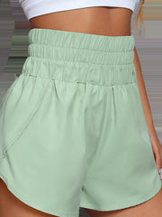 Elasticity Solid Color Split-Joint High Waisted Loose Shorts Bottoms