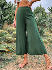 Casual High Waisted Wide Leg Solid Color Pants