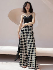 Vacation High Waisted Plaid Pants