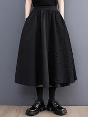 Jacquard Solid Color Split-Joint A-Line Loose Skirts Bottoms