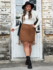 Vacation Wrap Tasseled Solid Color Skirt