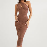Leah Asymmetric Cutout Midi Dress